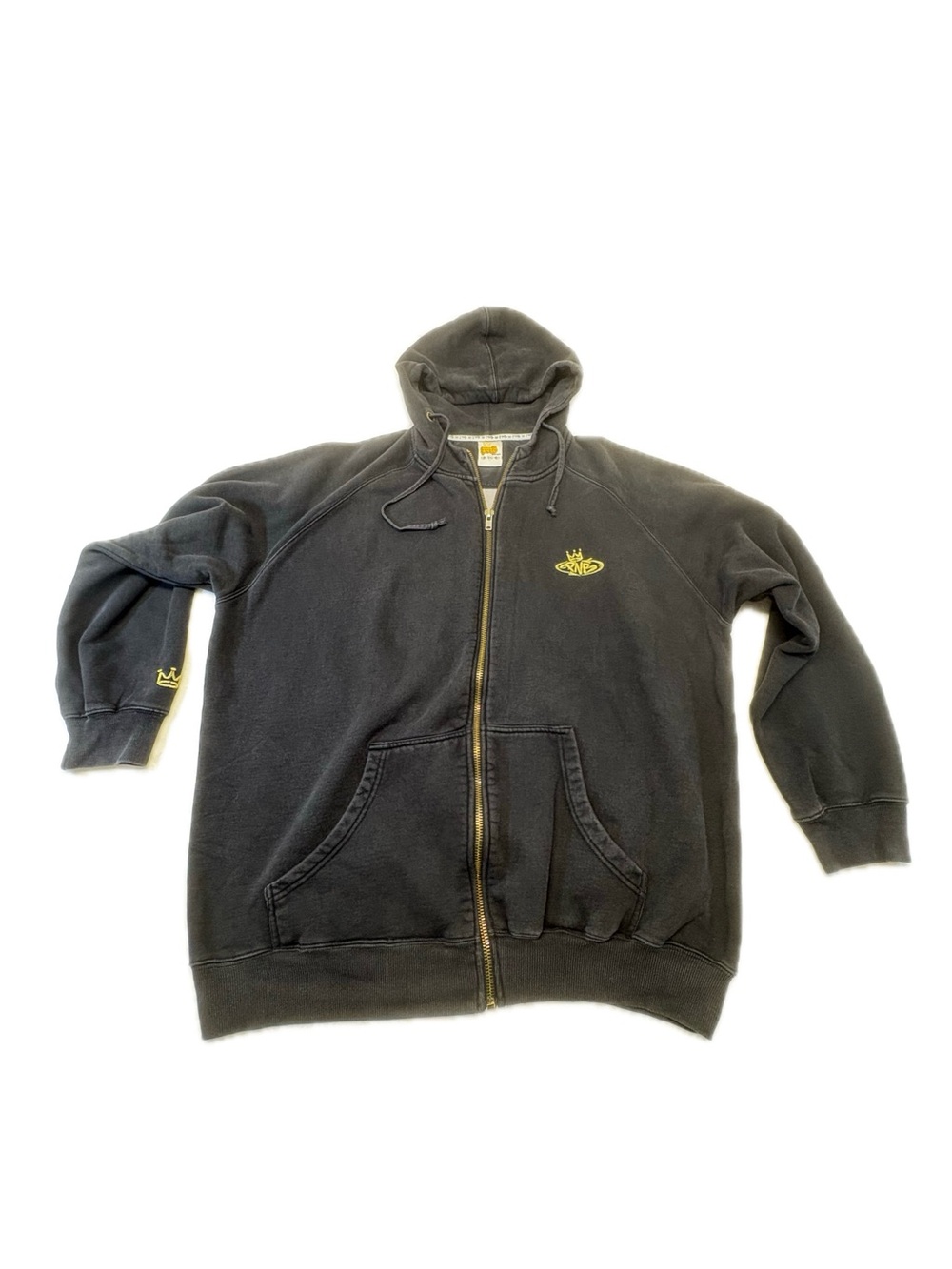 Vintage PNB Nation Graffiti Graphic Zip Up Hoodie 4XL Faded Black 90s Y2K HipHop